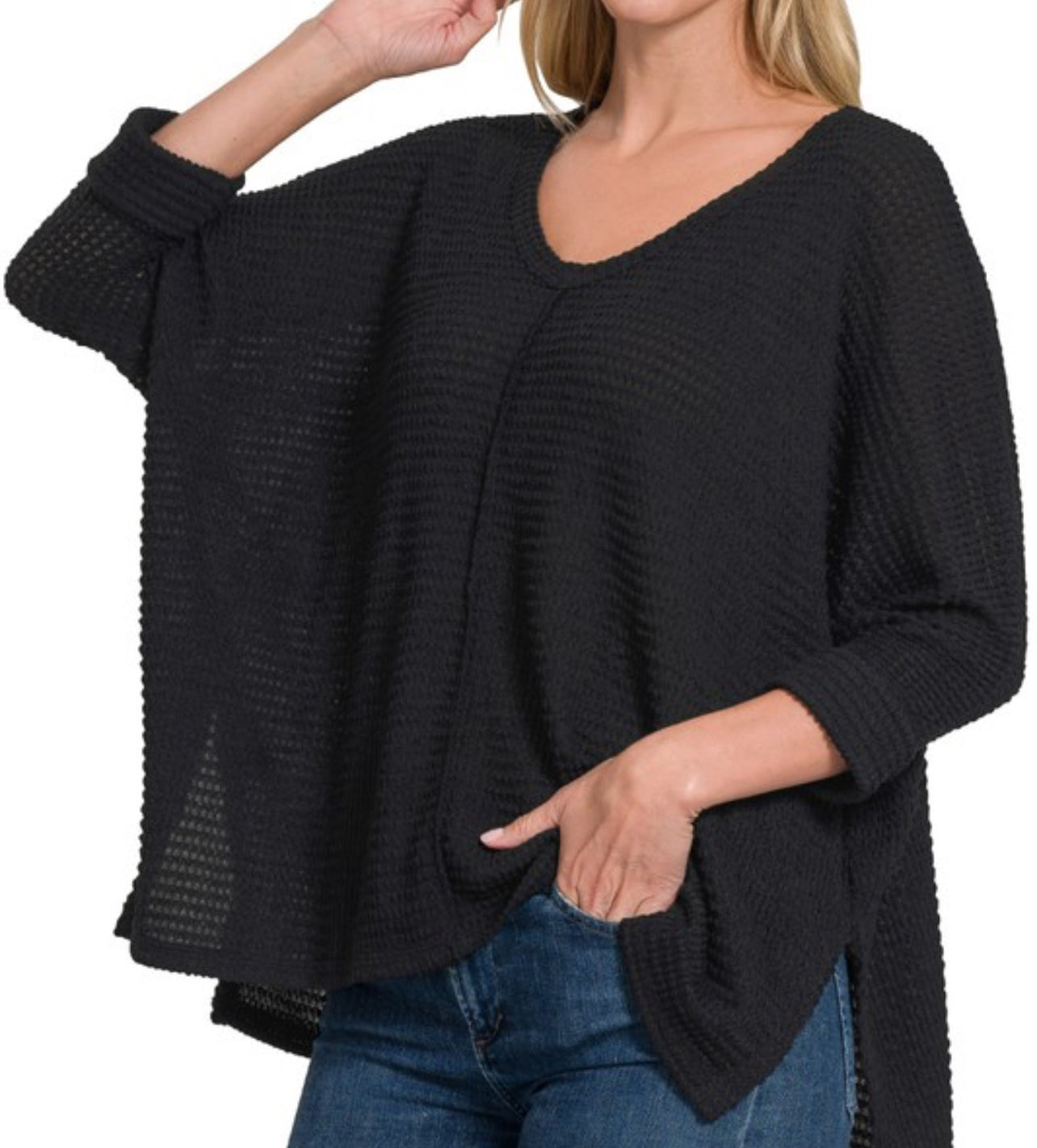 Wish for V Neck Sweater -Black