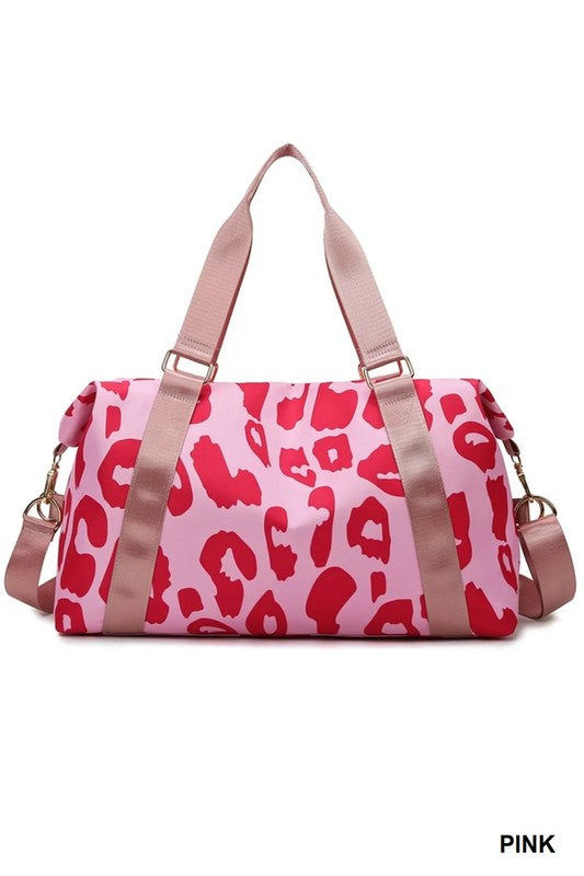 LEOPARD TRAVEL WEEKENDER - PINK