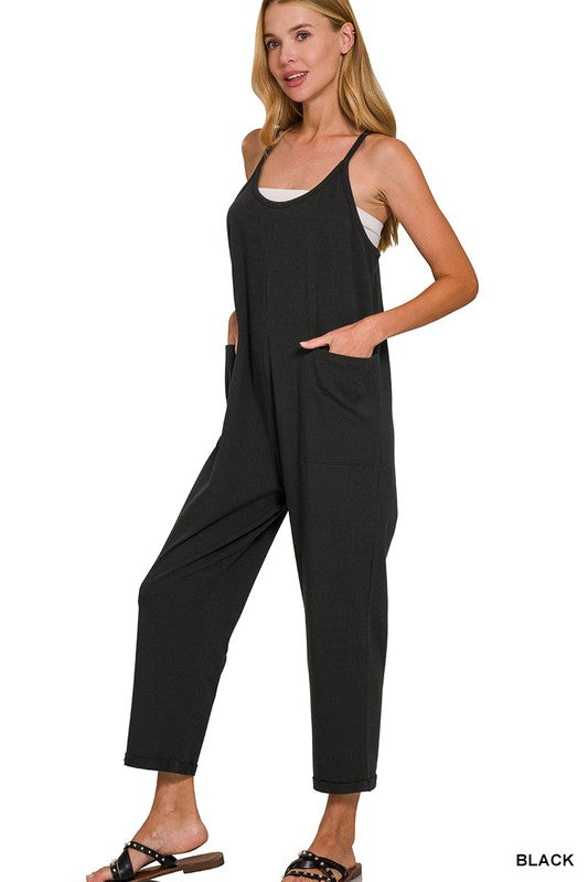 RELAXED ME STRAP JUMPSUIT ( BLACK)