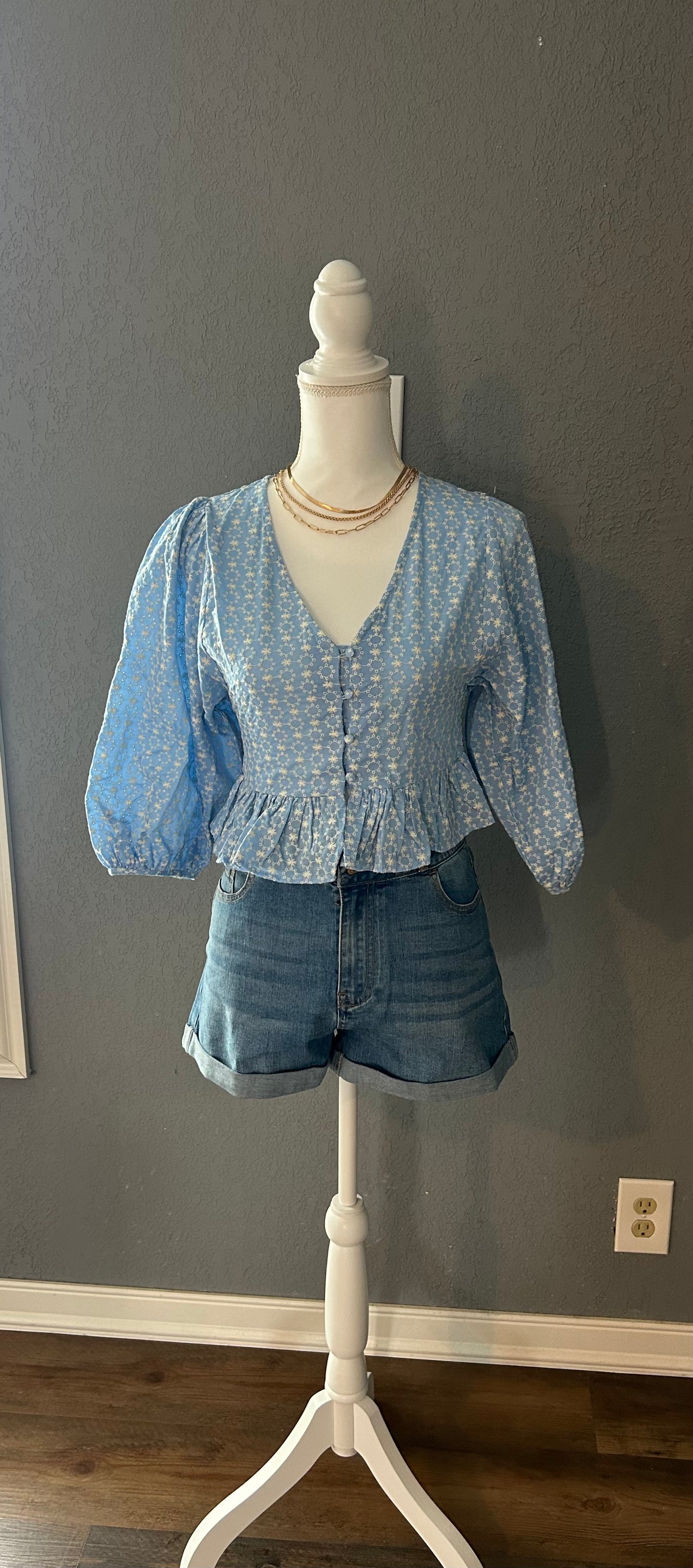 Adorable Belled Sleeved - Blue