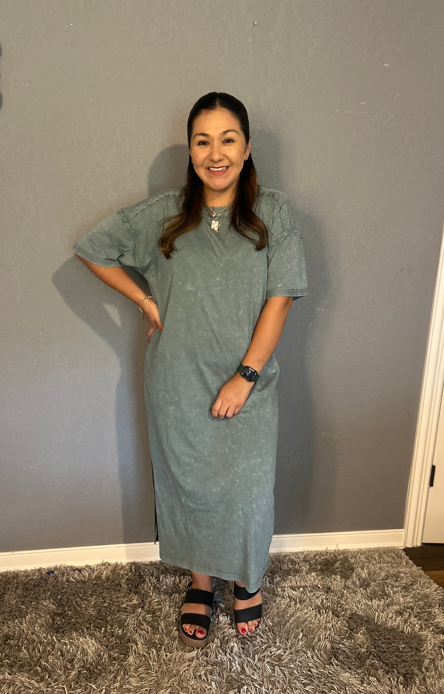 Everday Comfy Midi Dress- Sage1