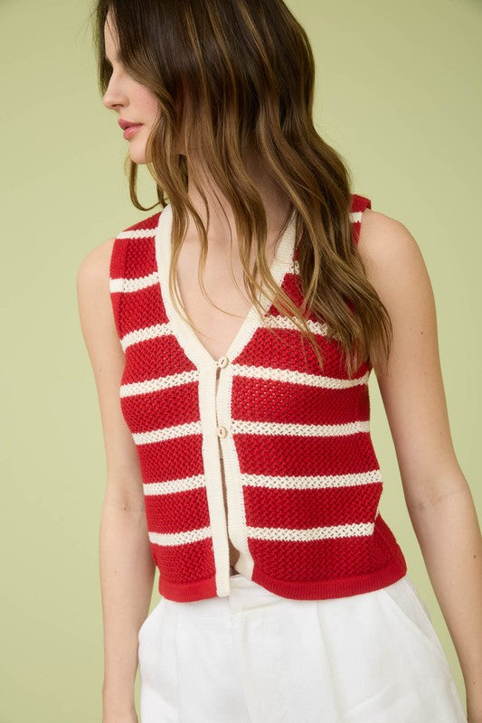 Stripe pattern red vest