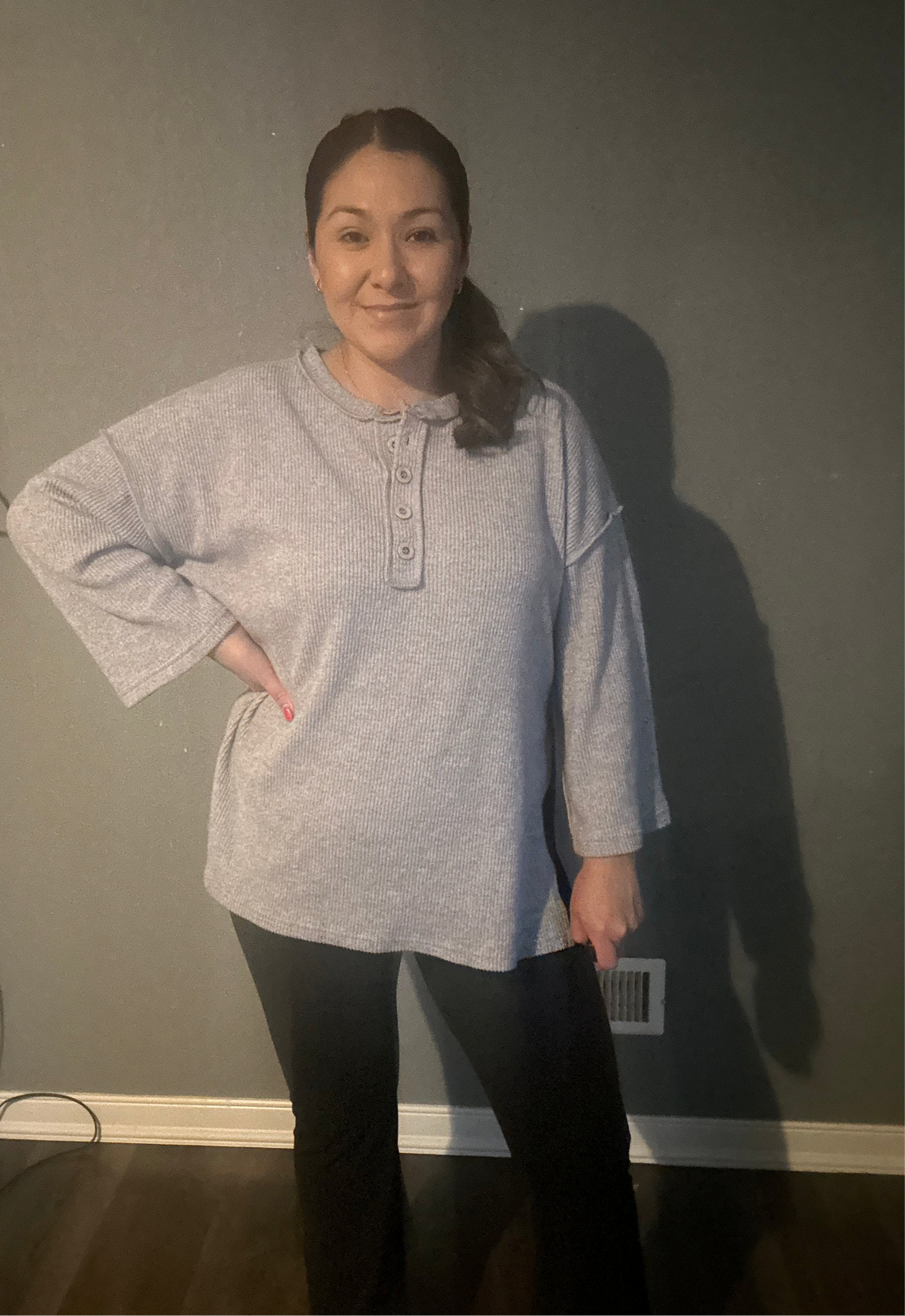 RIBBED BRUSHED SWEATER-  H GREY