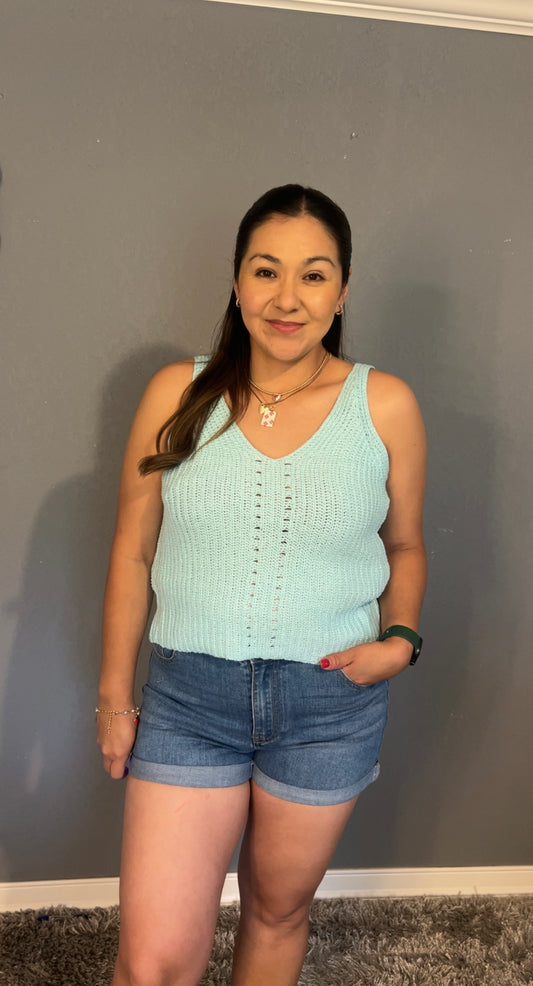 knit neck Top- Mint6