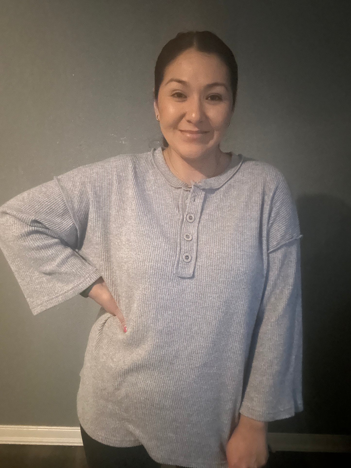 RIBBED BRUSHED SWEATER-  H GREY