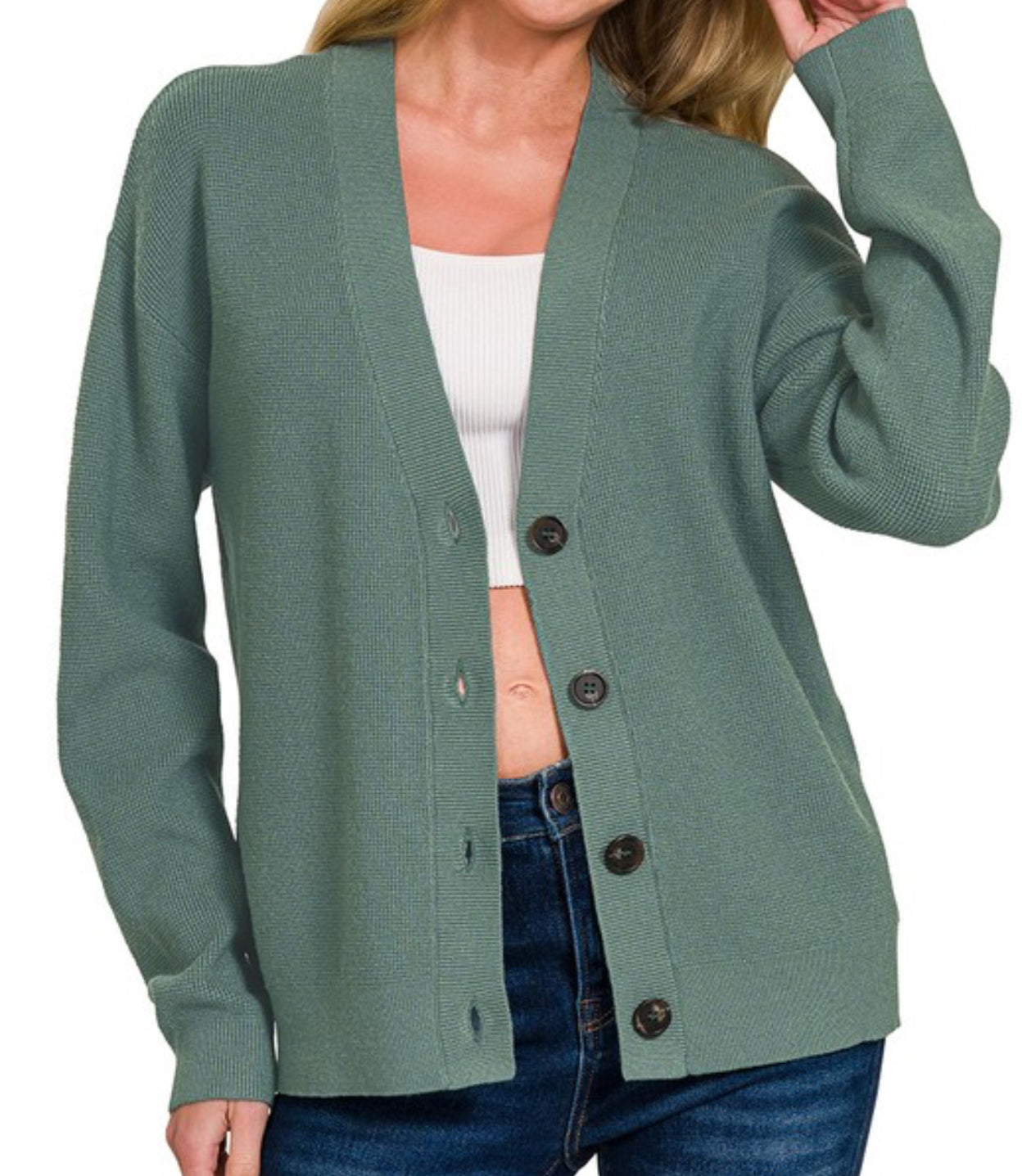 Desire sweater cardigan-Ash Jade