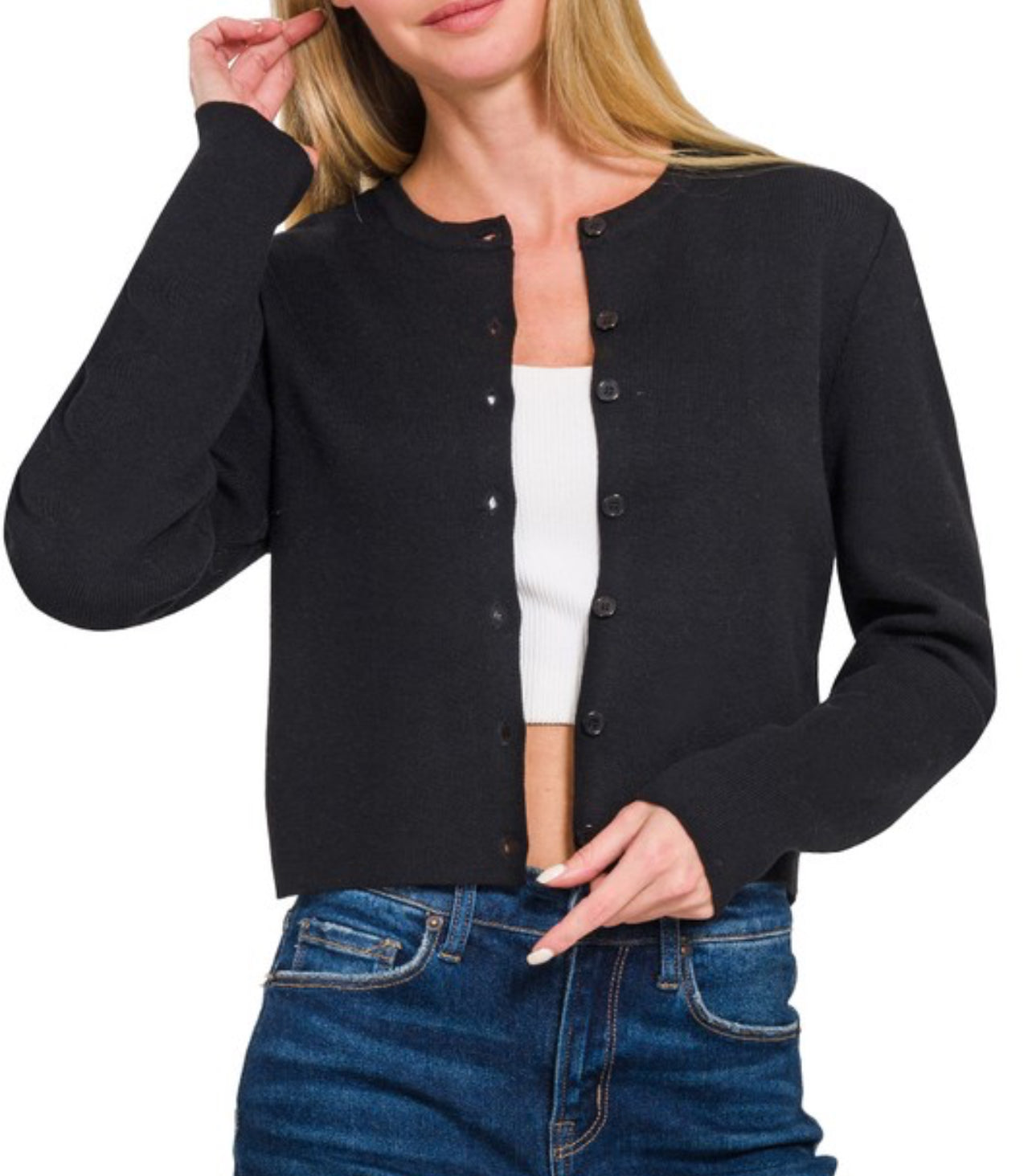 Wanted Crewneck Cardigan - Black