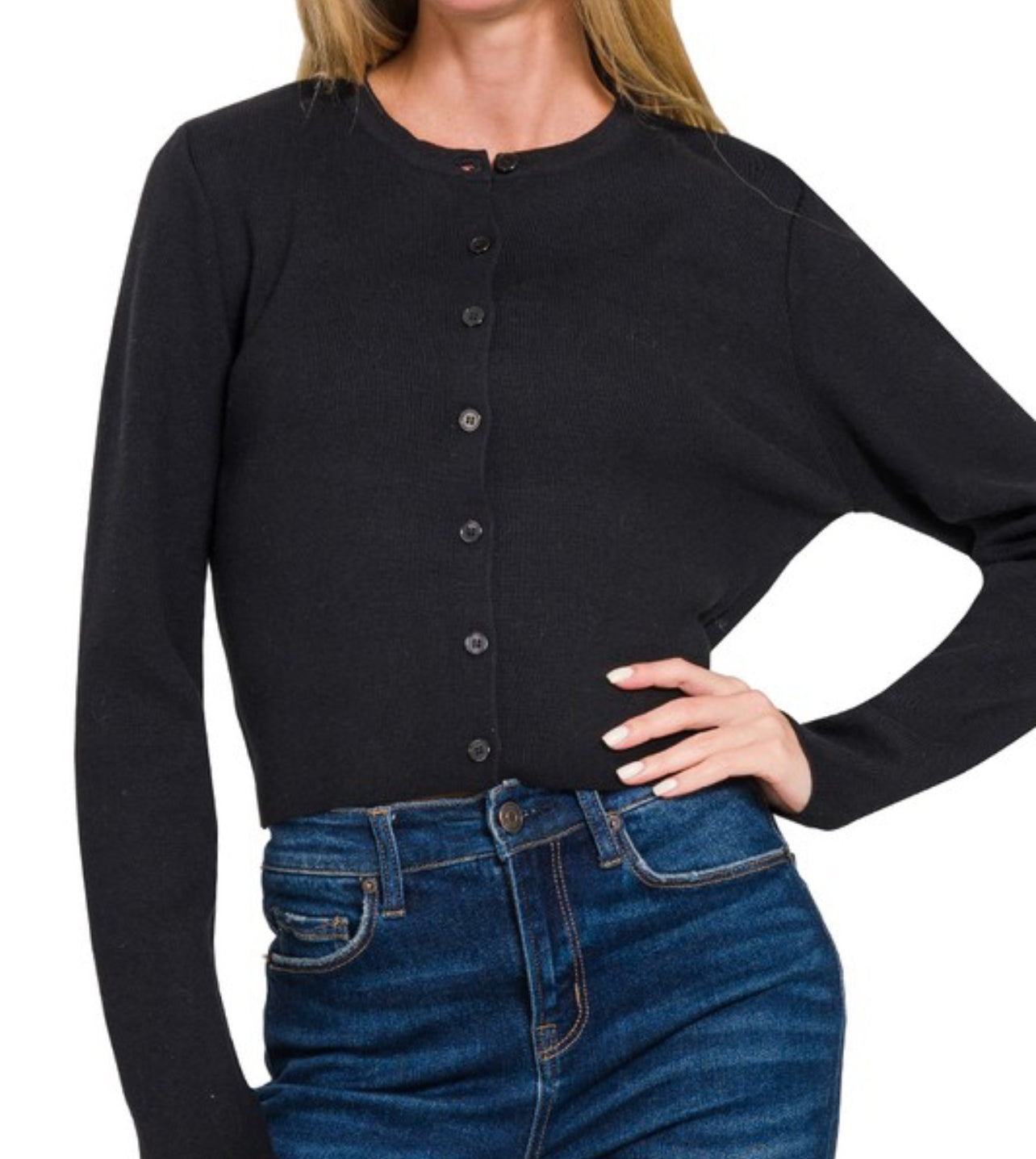 Wanted Crewneck Cardigan - Black
