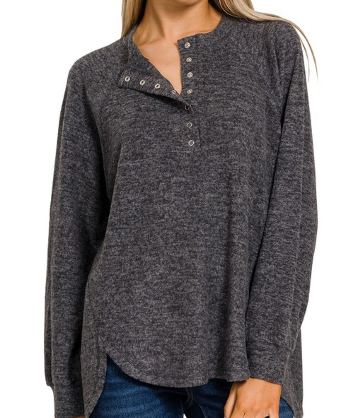Wish for Brushed Over size sweater -Black