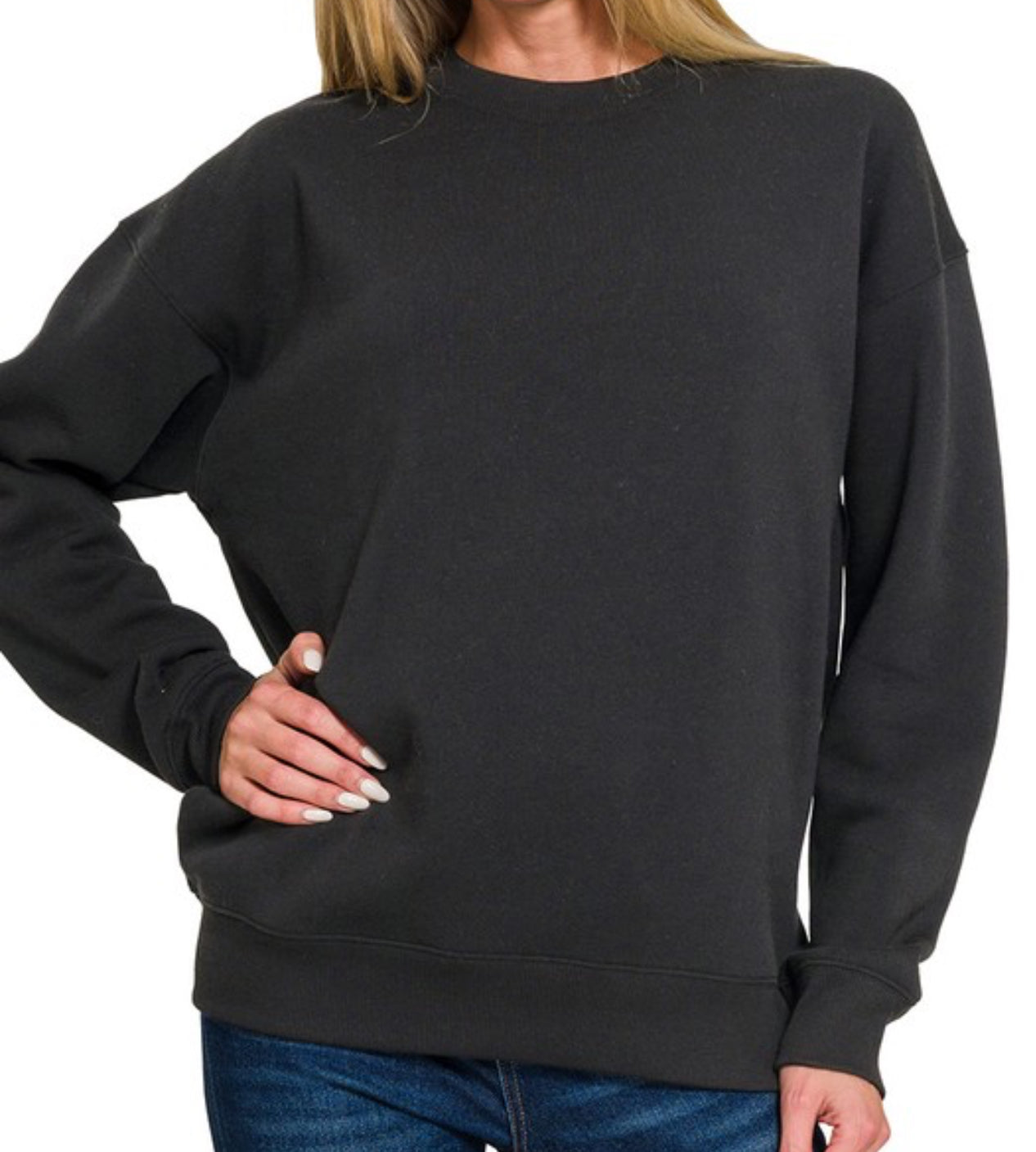 FLEECE ROUND NECK - BLACK