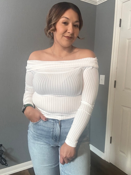 ALL YOU OFF THE SHOULDER TOP- WHITE