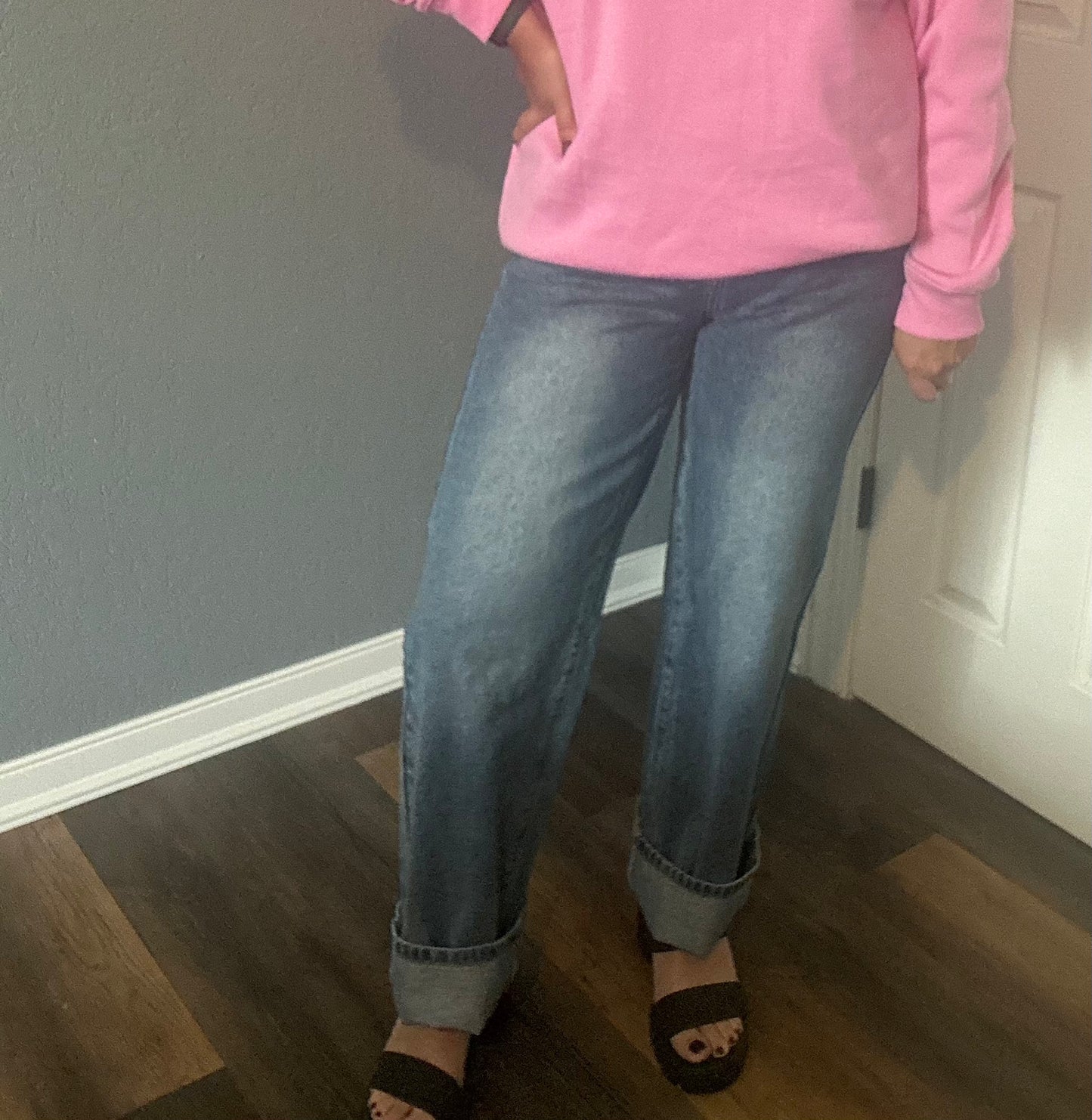 High Waisted Relaxed Straight Denim Jeans
