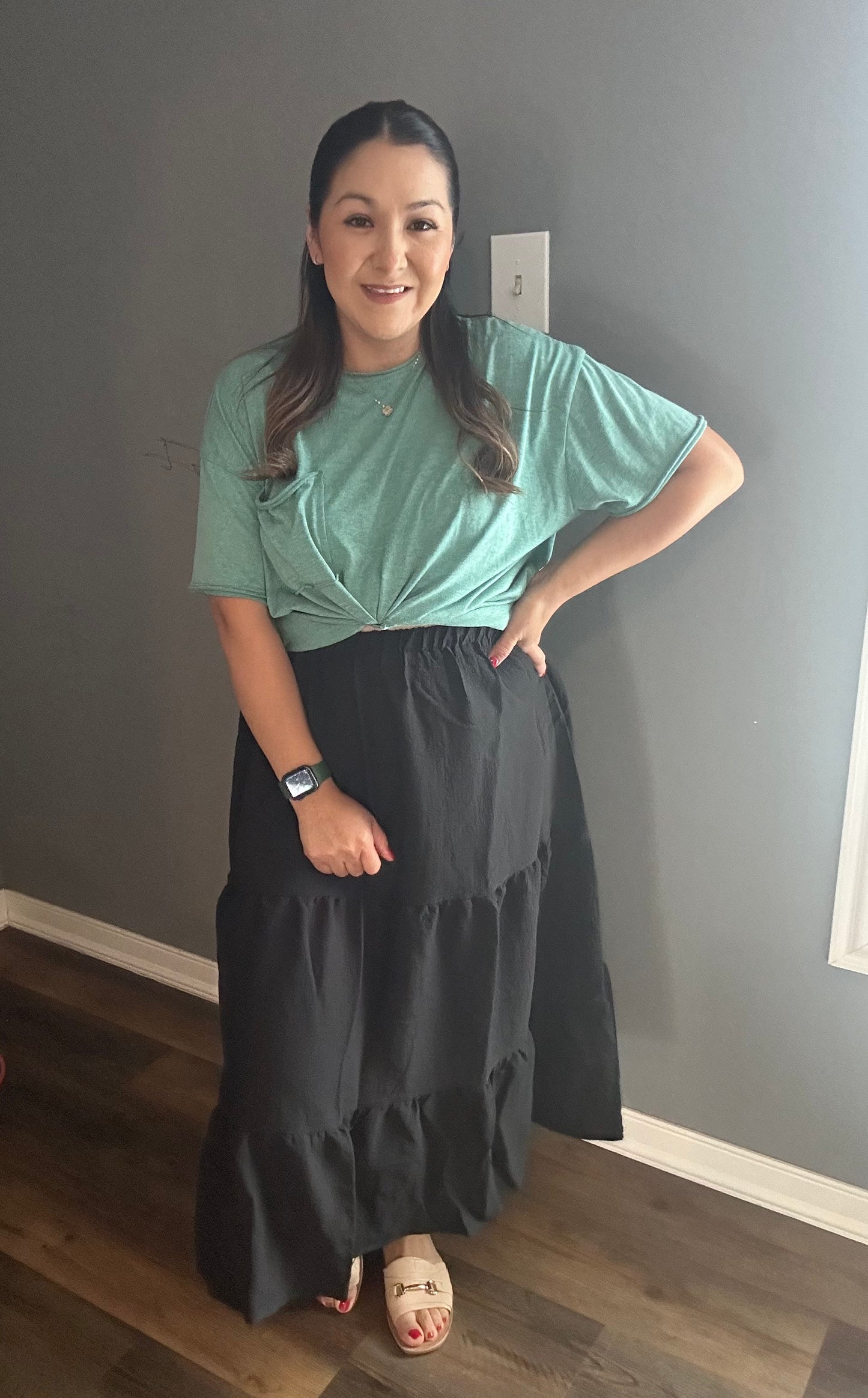 Tiered Maxi Skirt- Black