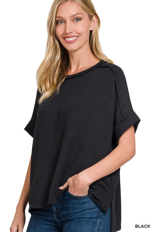 Corded Rib Top- Black