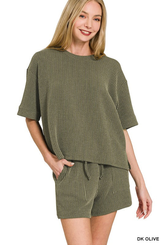 Corded Rib Set - DK Olive