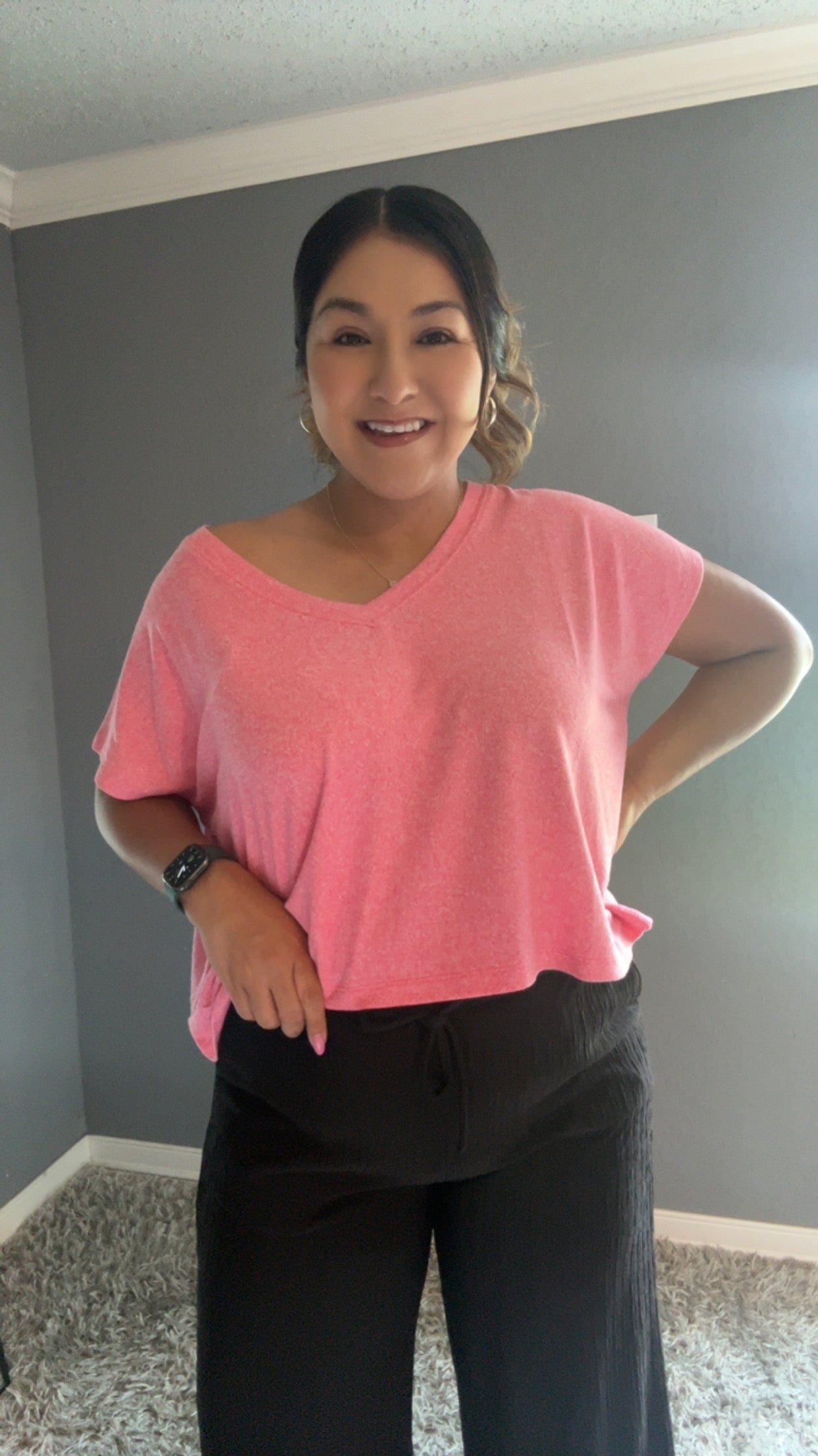 SUMMER V NECK - FUCHSIA