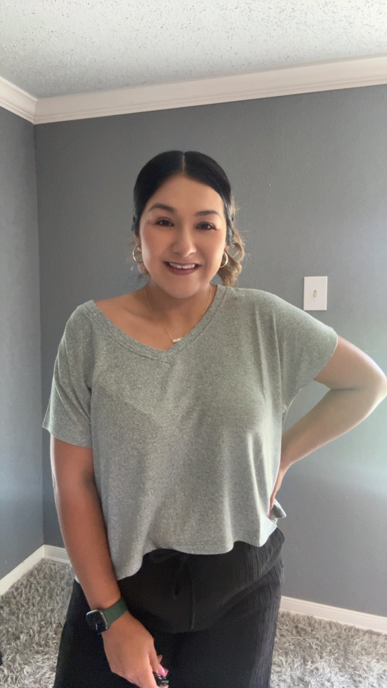 SUMMER V NECK SHIRT - ASH JADE