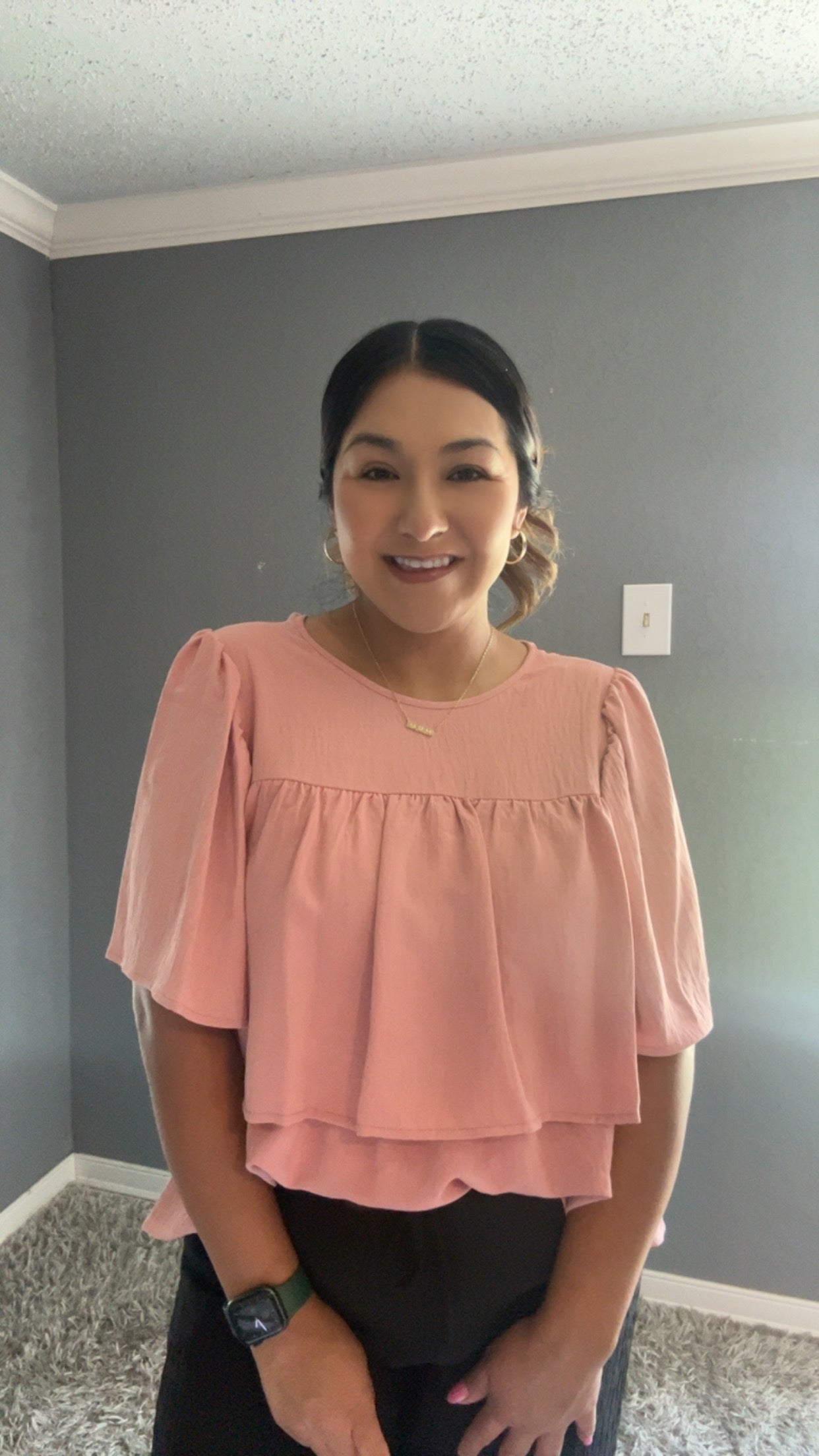 SUNSET BABYDOLL TOP-  ROSE