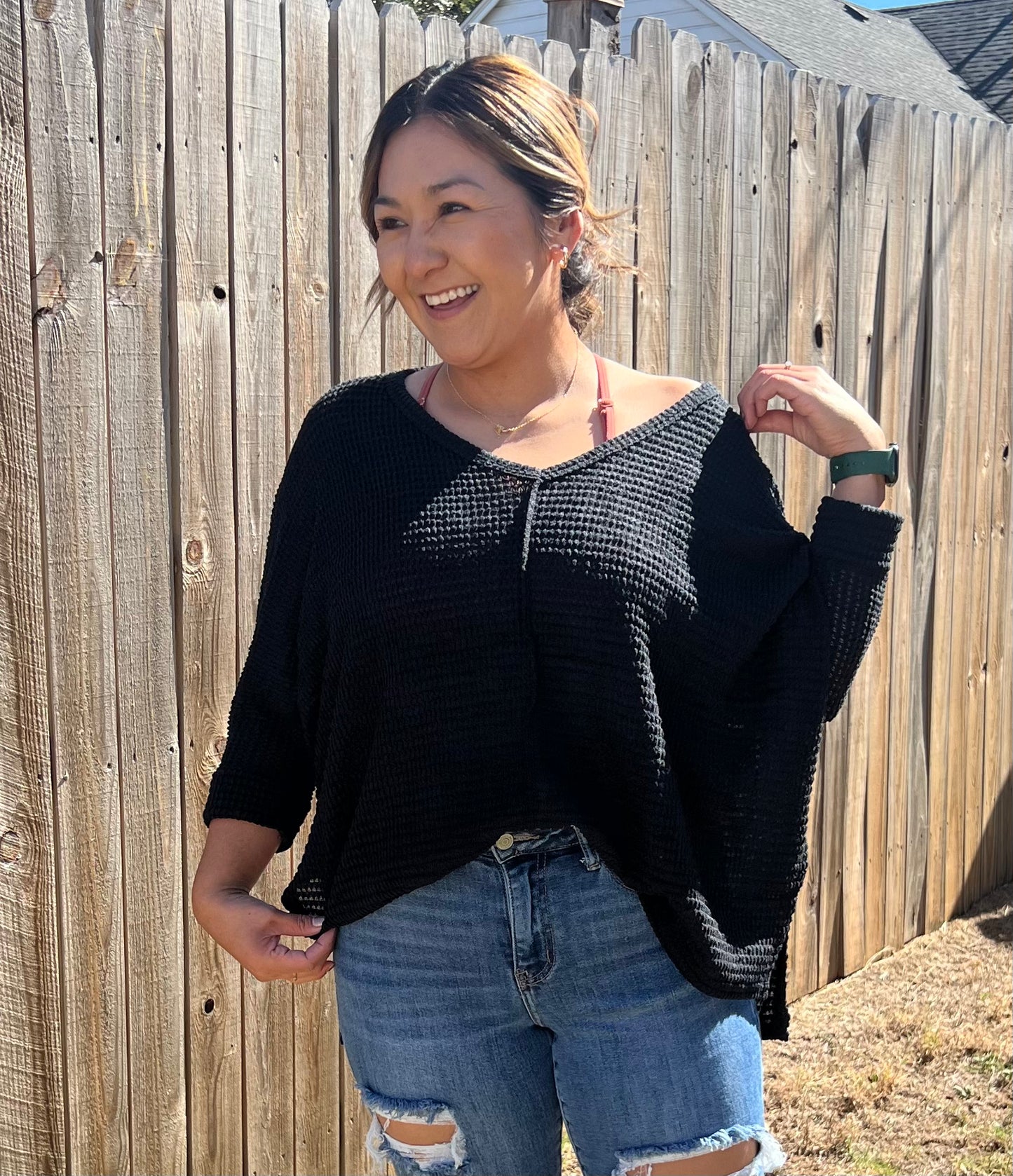 Wish for V Neck Sweater -Black