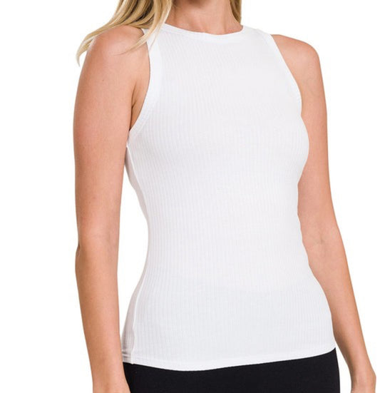 IDEAL SOFT CREW NECK TANK TOP- WHITE